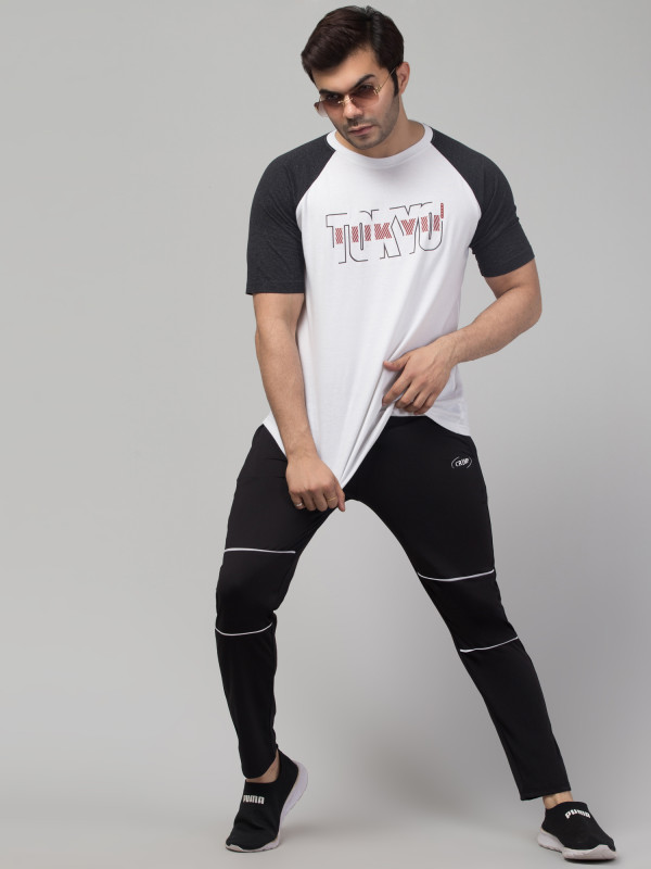 Striped Men Black Lycra Track Pants